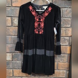 NWT Girls Black Velvet Dress